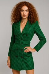 Belted Double-Breasted Dress