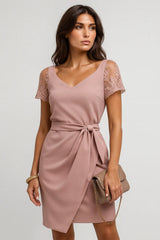 여성 우아한 레이스 하프 슬리브