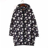 Floral Hooded Raincoat for Women-Black-1