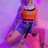 Sleeveless Crop Top with High-Waist Denim Shorts-1