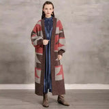 Warm Long Striped Winter Coat-Flower Color-1
