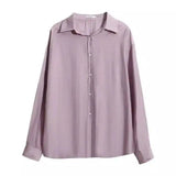 Women's Long Sleeve Silk Blouse for Office Wear-Purple-1