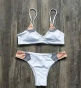 European and American bikini color matching swimsuit-White-1