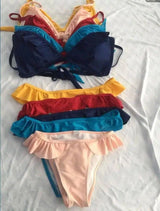 Swimwear bikinis ladies flounced suit spot-1