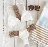 Women Knited Bikini Swimwear Ladies Two Piece Swimsuit-Khaki-1