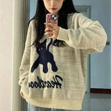 Women's Retro College Special-interest Design Cat Pattern-Beige Apricot-1