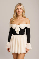 Chic Off-Shoulder Color Dress