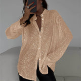 Long-Sleeved Sequin Shirt