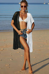 Angel Wings Two-Tone Side Slit Open Front Cover Up-5