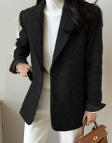 Chic Solid Wool Blazer for Women