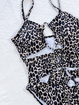 Leopard Cutout Tied One-Piece Swimsuit-5