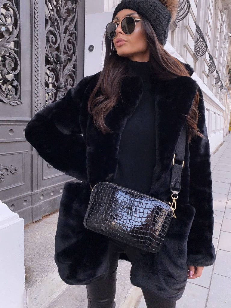 Chic Faux Fur Lapel Coat for Women