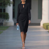 Chic Pleated Waist Hollow Dress