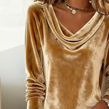 Velvet Cowl Neck Midi Dress