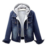 Fleece-Lined Denim Hoodie Jacket – Cozy and Casual Comfort-Dark Blue-1