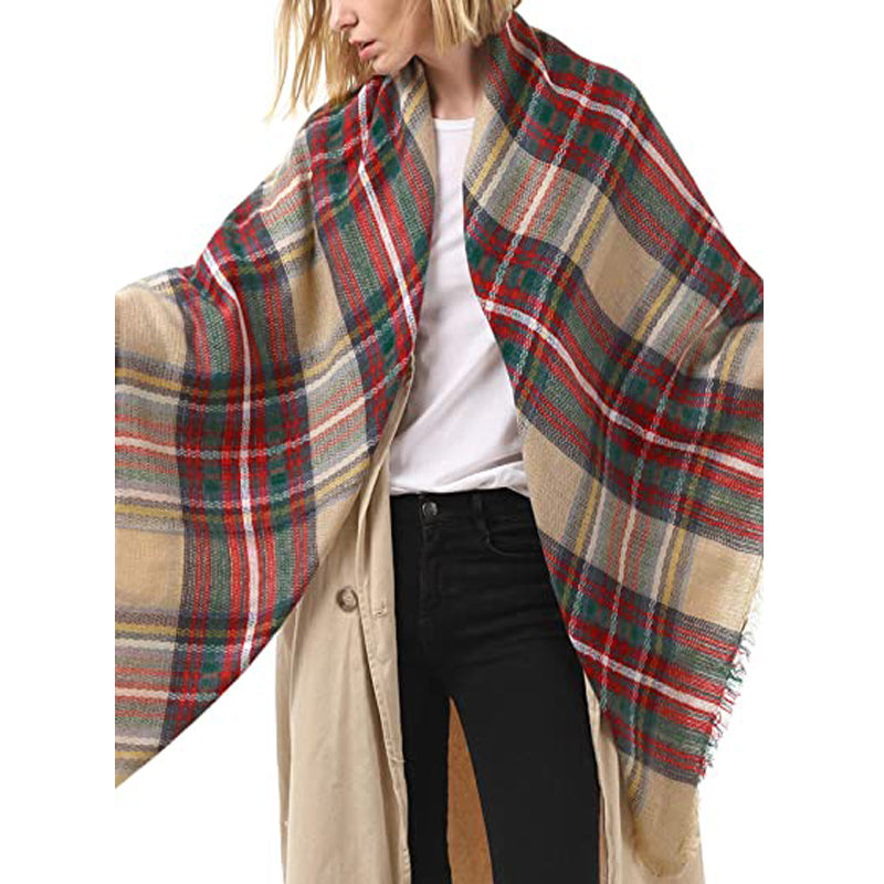 Plaid Cashmere-Feel Blanket Scarf