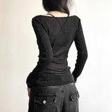 Sparkly Mesh Long Sleeve Top