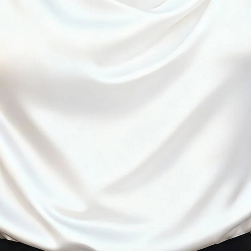 Shiny Cowl Neck Ruched Blouse