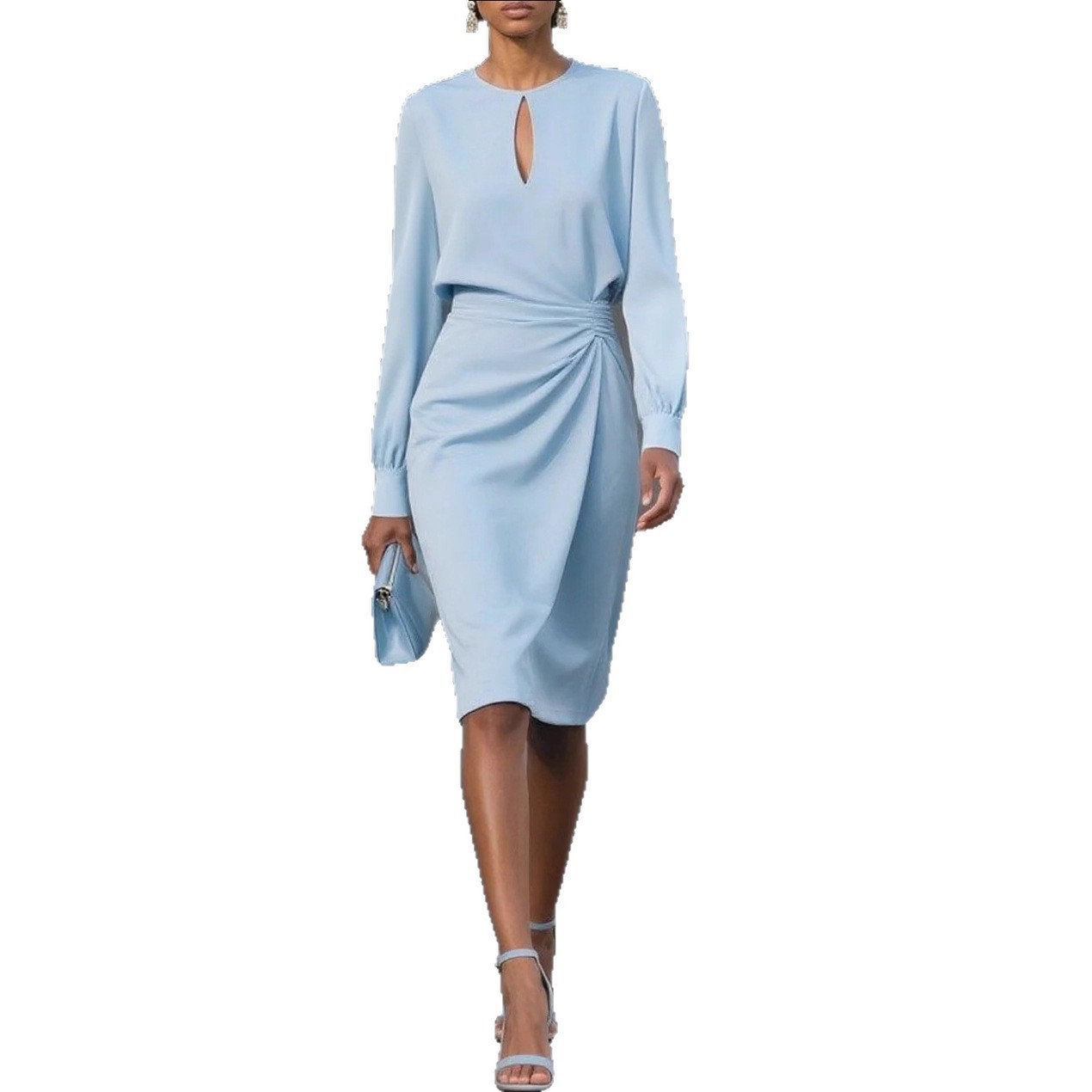 Chic Pleated Waist Hollow Dress