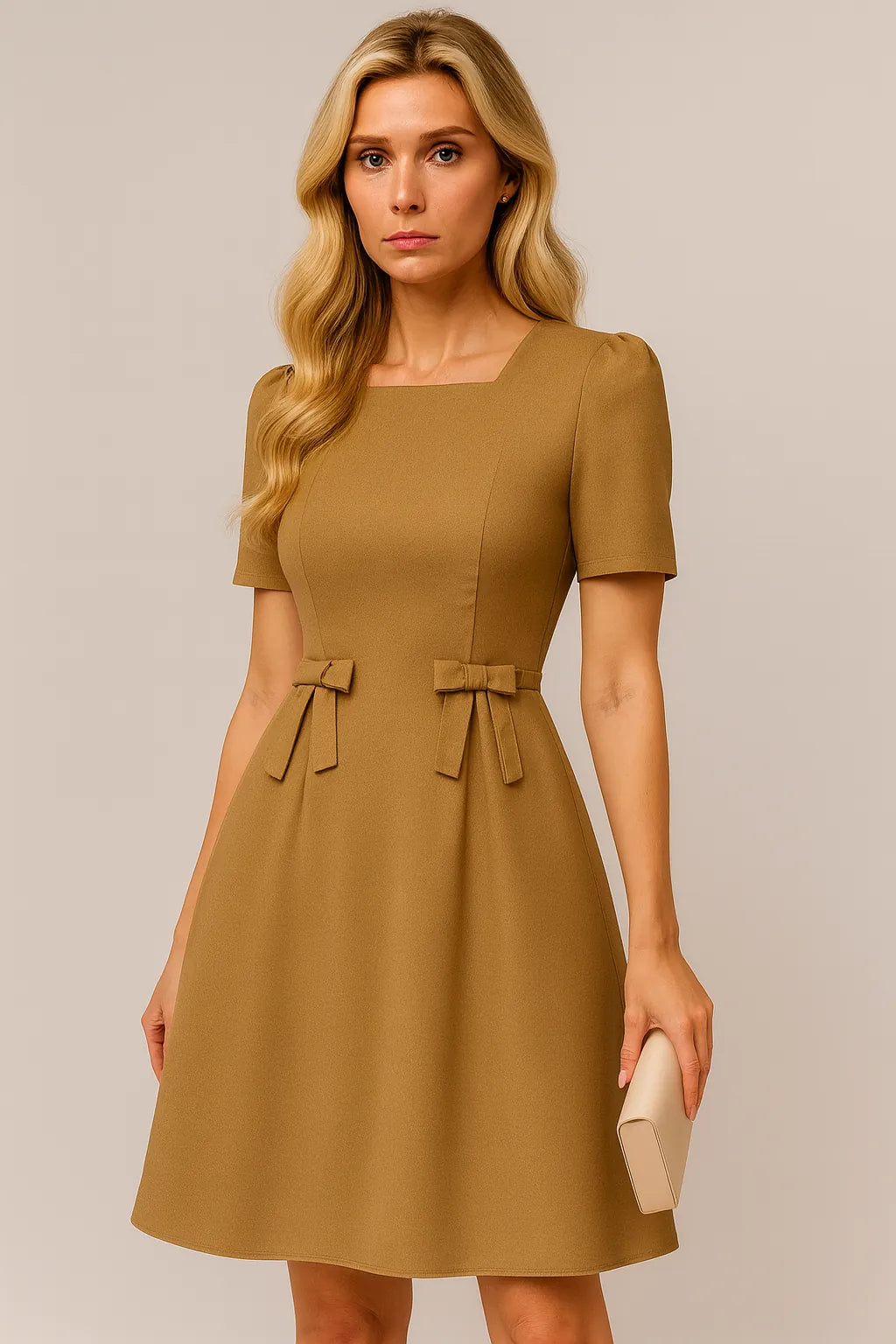 Elegant Bow Waist A-Line Dress