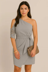 여성 우아한 레이스 하프 슬리브