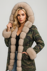 Hooded camouflage coat