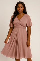 패션 솔리드 컬러와 브이넥 허리 트리밍 캐주얼 라지