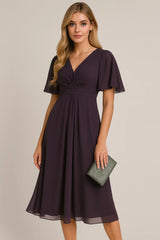 패션 솔리드 컬러와 브이넥 허리 트리밍 캐주얼 라지