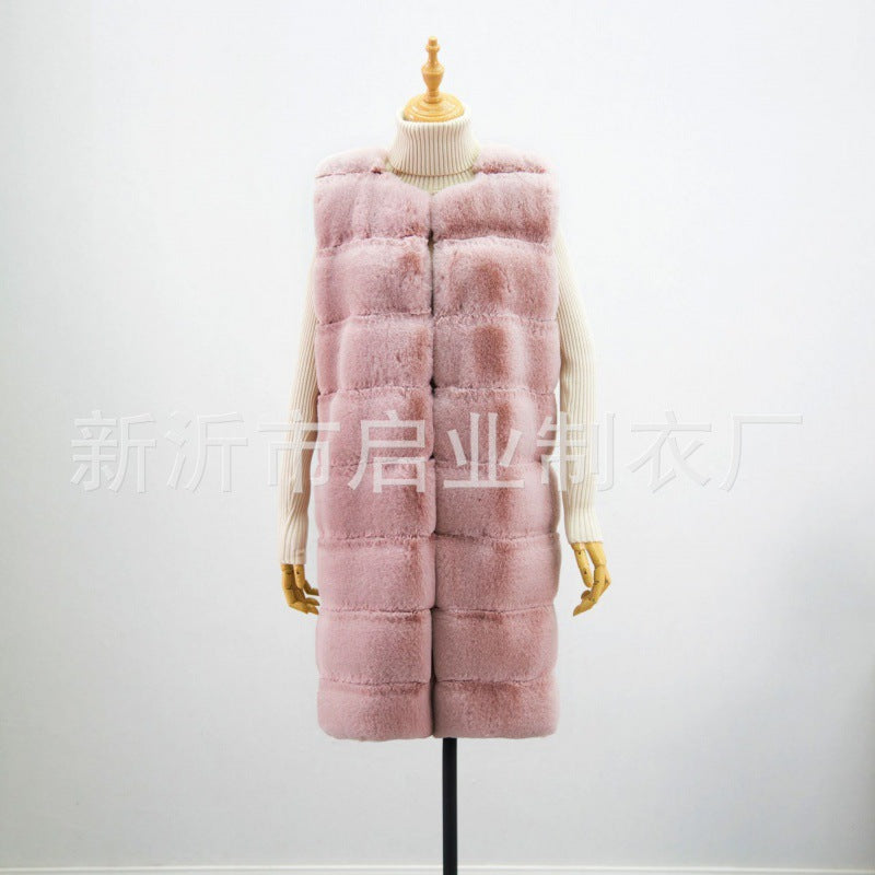 Faux Fur Long Vest Puffer Coat