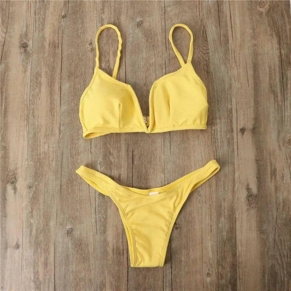 bikini ladies sexy swimsuit-Yellow-2