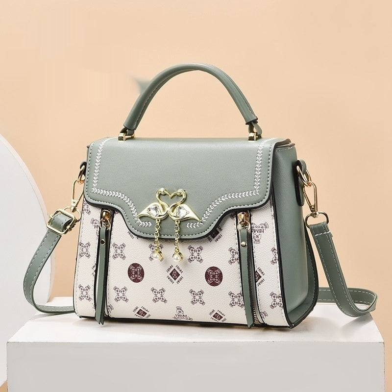 Women's Printed Small Square Shoulder Bag - Retro Style