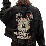 Mickey Mouse Oversized Denim Jacket – Playful and Stylish-Black-2