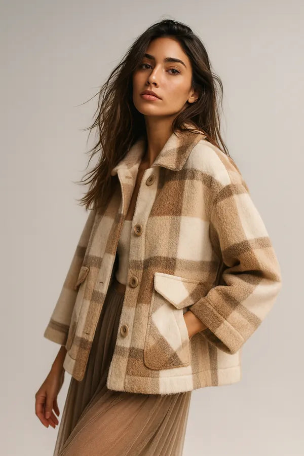 여성용 패션 울 혼방 인조 모피 코트