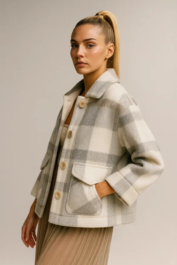 여성용 패션 울 혼방 인조 모피 코트