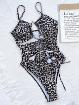 Leopard Cutout Tied One-Piece Swimsuit-3