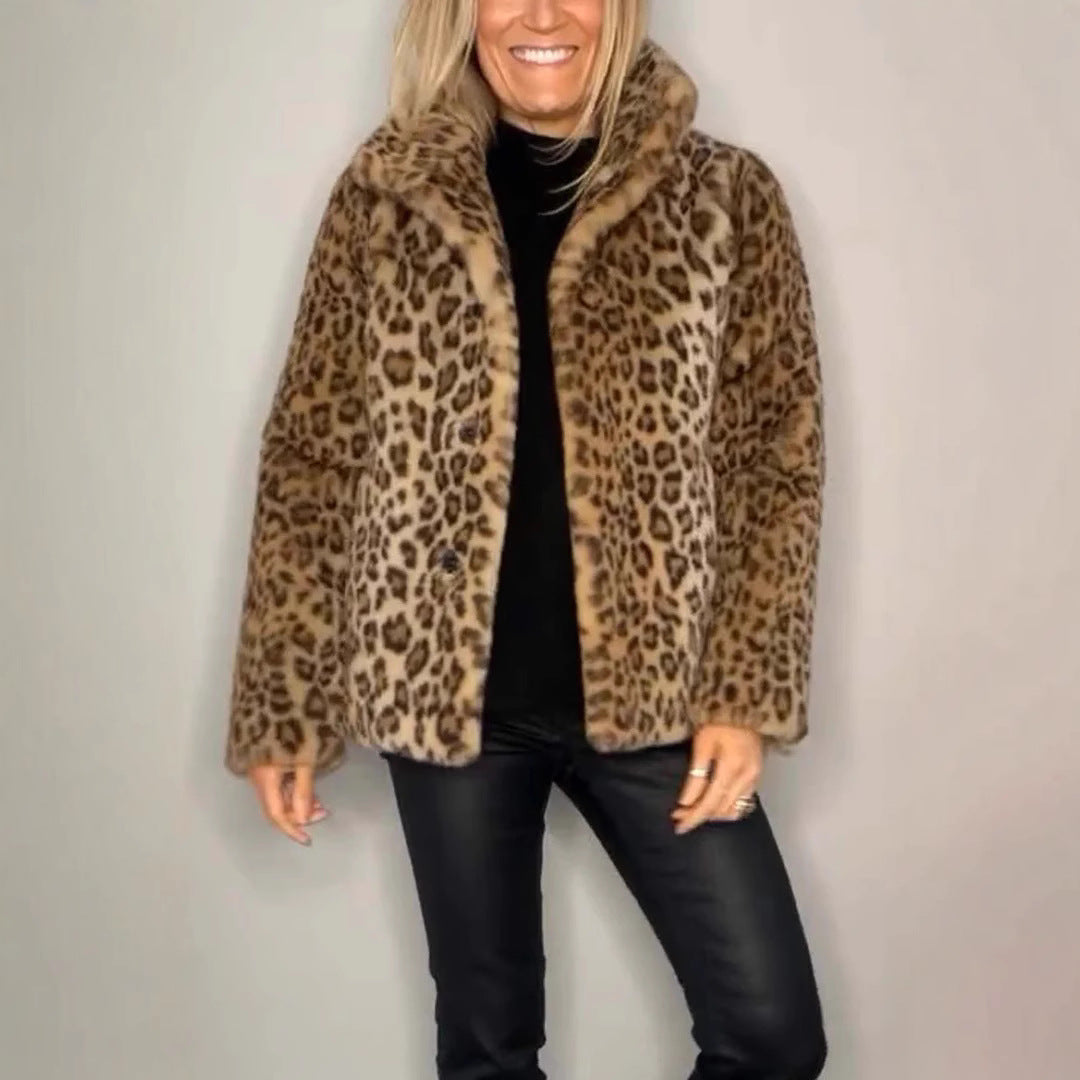 Chic Leopard Faux Leather Jacket