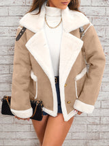 Cozy Chic Polo Collar Plush Jacket