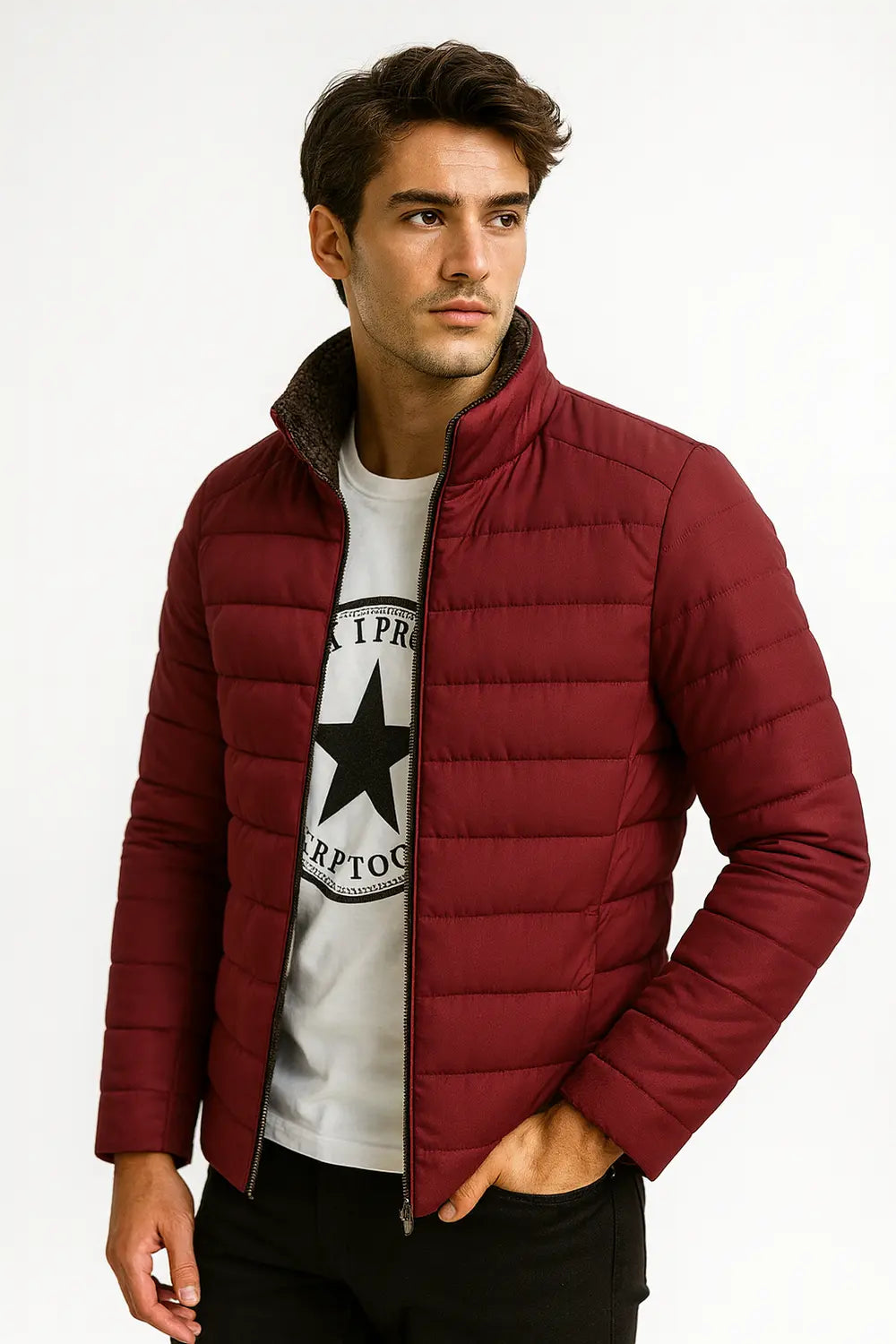 Men’s quilted puffer jacket – lightweight insulated winter coat