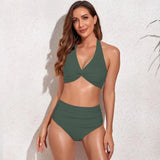 Ladies European And American Multicolor Bikini-Armygreen-5