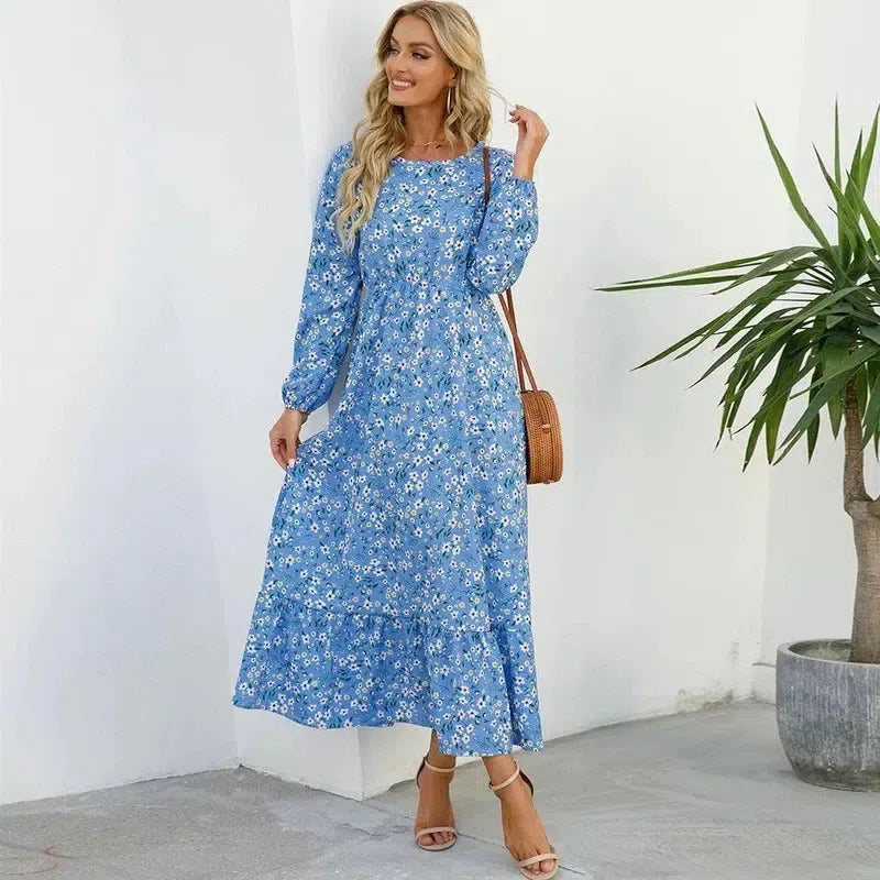 Sping Summer Bohemian Women Maxi Dress Casual Long-4