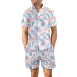 2Pcs Printed Beach Shirt Summer Suit Loose Lapel Button Top-DCS07DXCS3-5