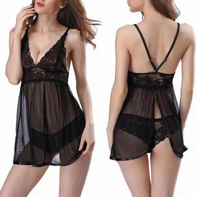 After splitting fun pajamas XL sexy lingerie-Black-5