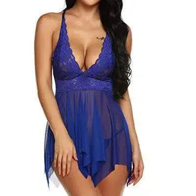 After splitting fun pajamas XL sexy lingerie-Blue-6