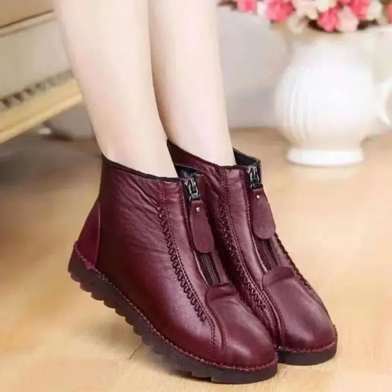 Ankle Boots Women Warm Winter Snow Boots Zipper Flat Shoes-1