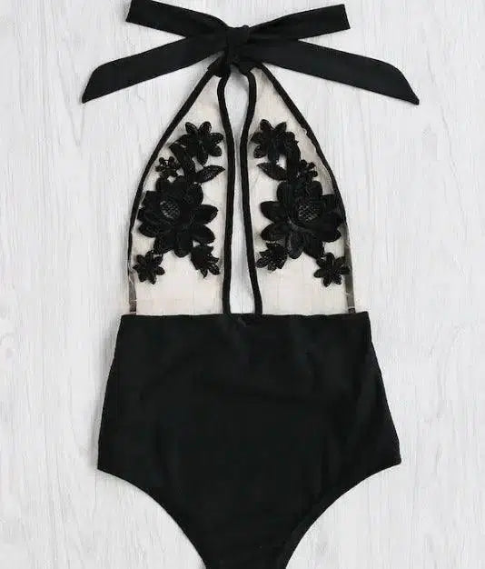 Applique one-piece bikini set-2