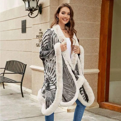 Aristolochia Ringens Knitted Cloak For Women Thickened Warm-1