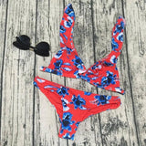 Bikini ruffle swimsuit-Red-4