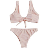 Bikini Set sexy Solid Female Swimsuit-Pink-4