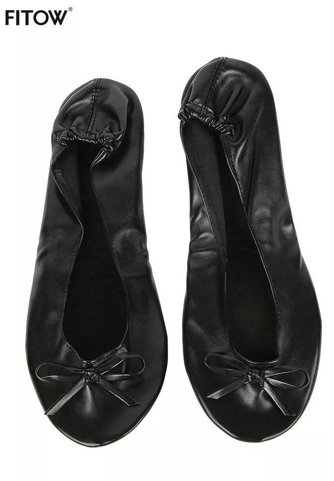 After Party Shoes Foldable Ballet Flats Portable-Black-4