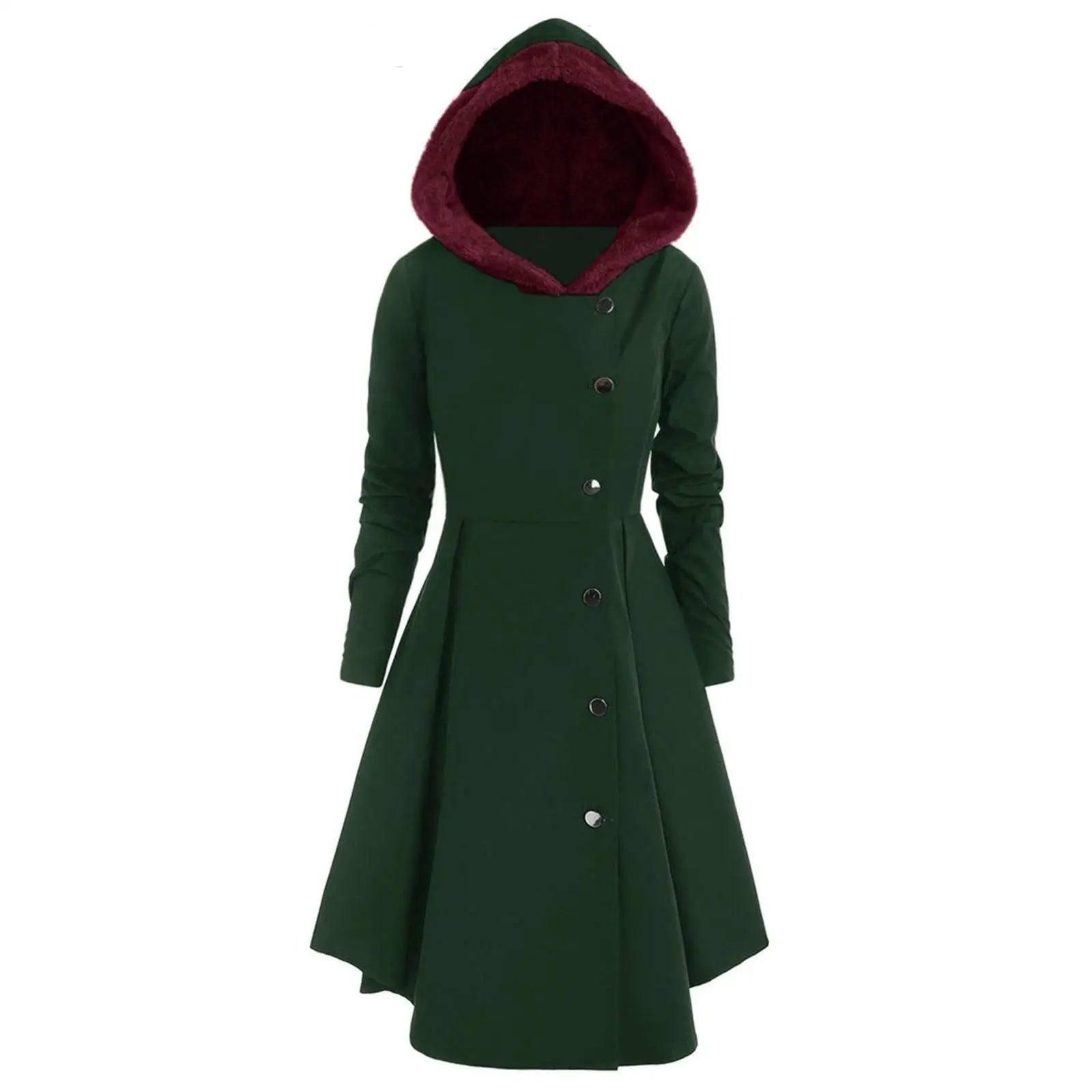 Bombshell Christmas Trench Women's Long Hooded Coat Woman-Green-2